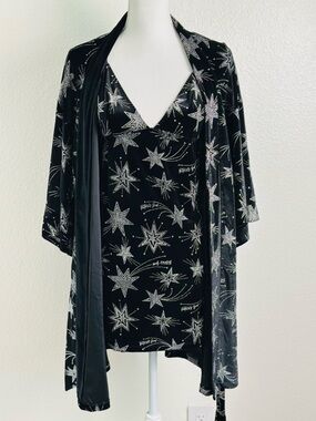 Victoria's Secret Velvet Star Kimono Robe Duster & Slip Dress Set Size Medium